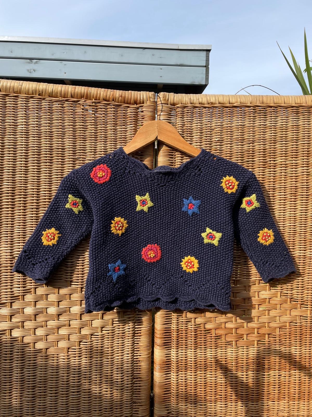 Vintage Knitted Floral Jumper | 3-4y