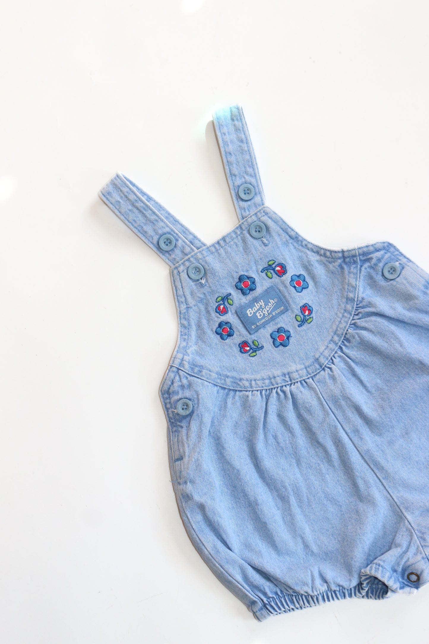 Vintage Oshkosh B'Gosh Denim Floral Bubble Shortall | 12m
