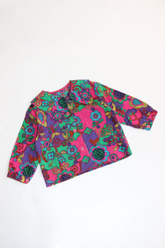 Vintage 60's Funky Patterned Floral Shirt | 9-18m