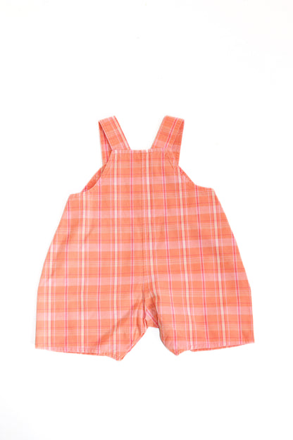 Vintage Peach Plaid Shortalls | 0-3m