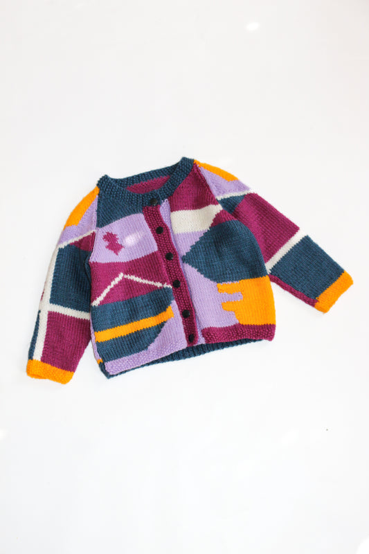 Funky Patterned Hand Knitted Cardigan | 2-5y