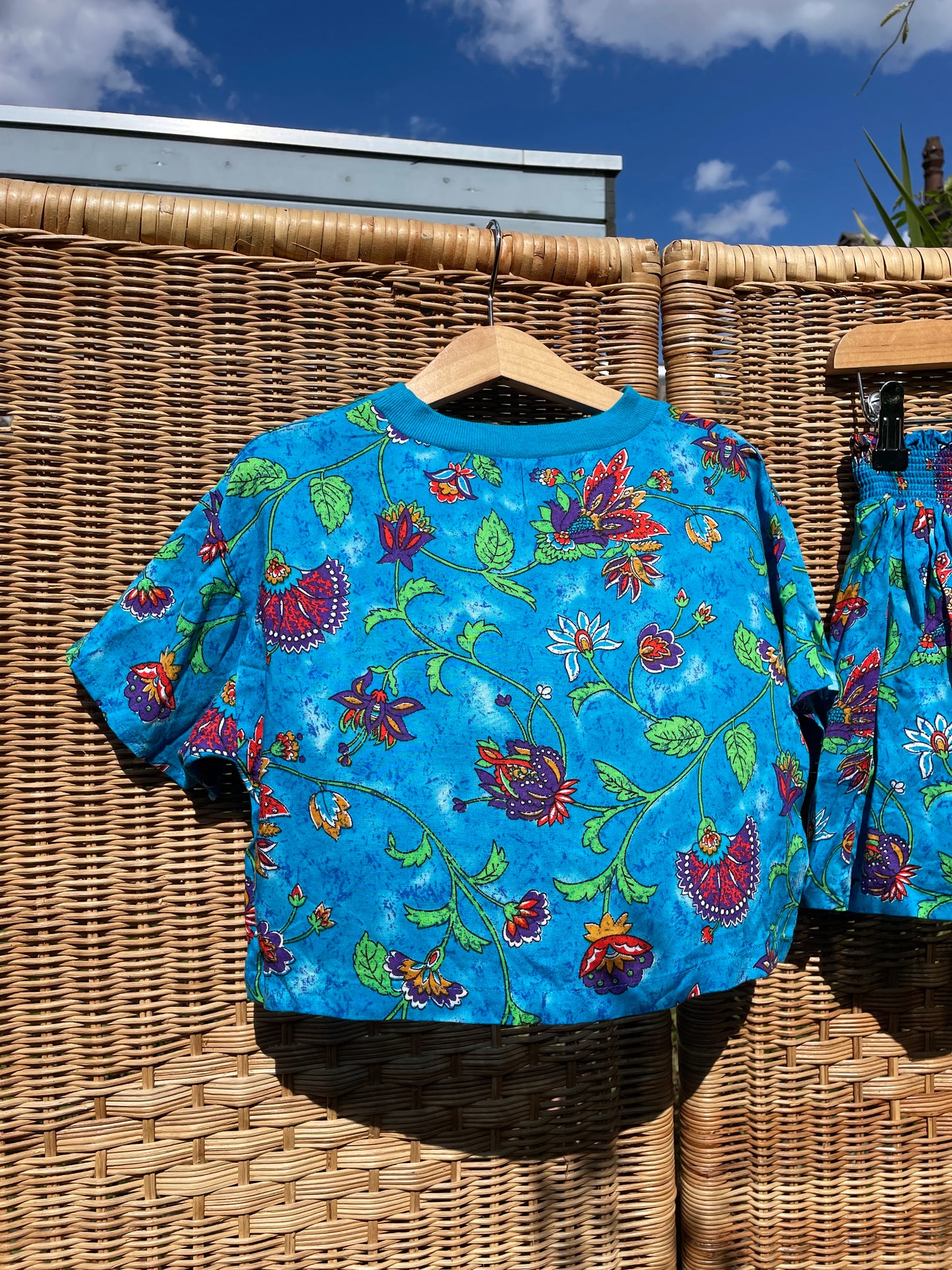 Vintage Blue Floral T-Shirt and Shorts Set | 5-6y