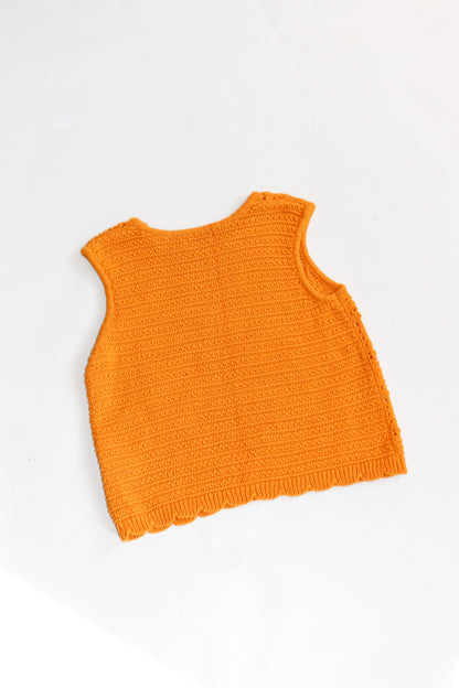 Vintage Knitted Crochet Vest | 5-7y