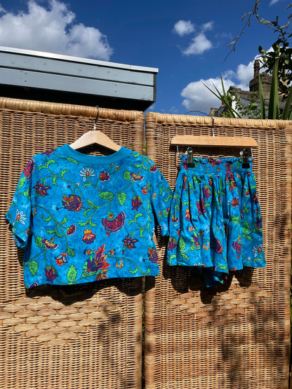 Vintage Blue Floral T-Shirt and Shorts Set | 5-6y