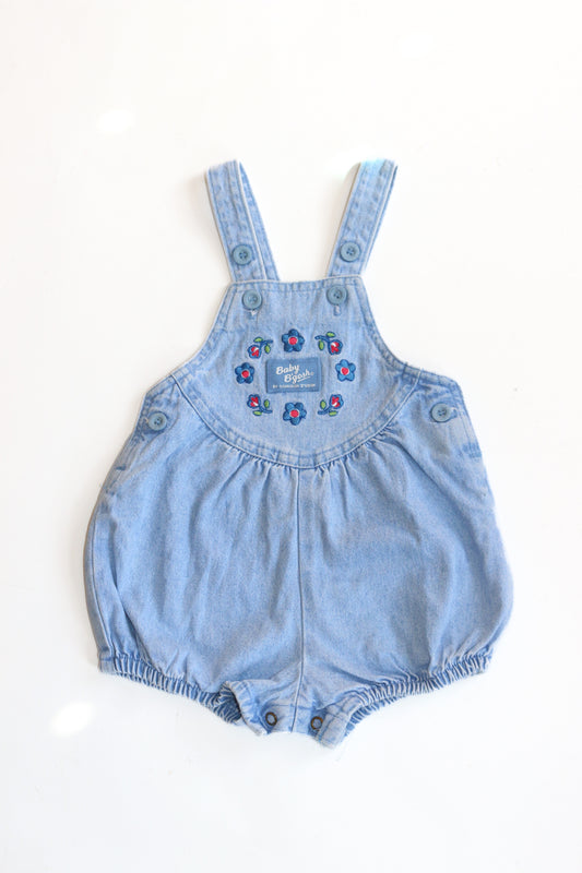Vintage Oshkosh B'Gosh Denim Floral Bubble Shortall | 12m