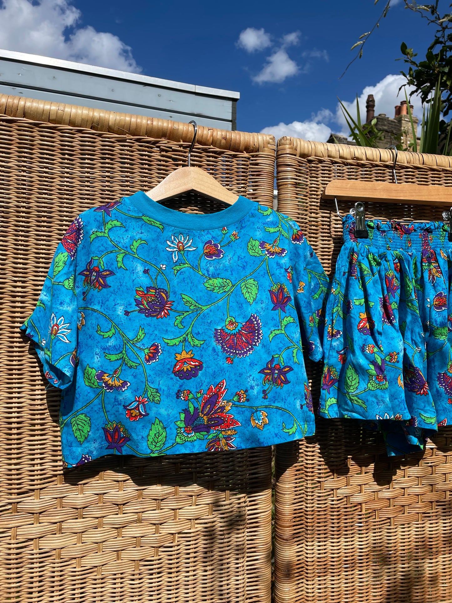 Vintage Blue Floral T-Shirt and Shorts Set | 5-6y