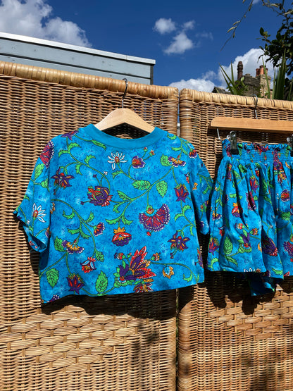 Vintage Blue Floral T-Shirt and Shorts Set | 5-6y