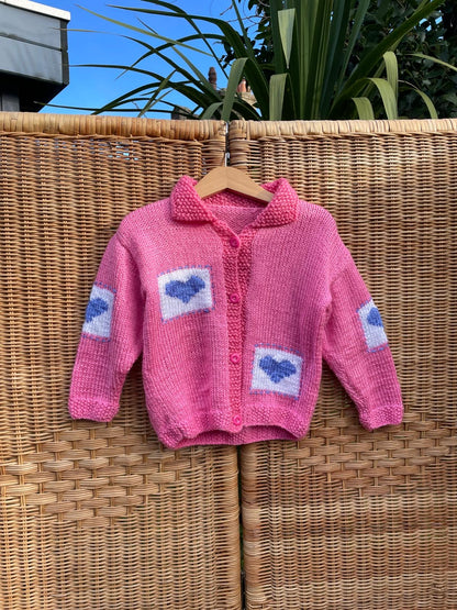 Hearts Hand Knitted Cardigan | 2-4y