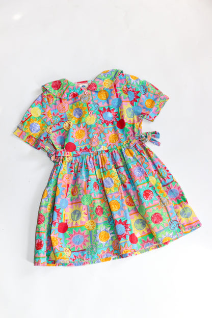 Vintage Colourful Floral Dress | 3-4y