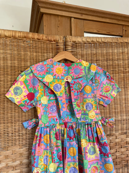 Vintage Colourful Floral Dress | 3-4y