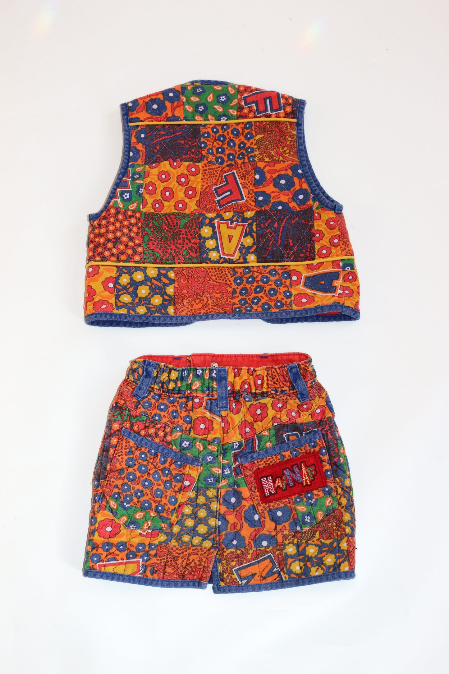 Vintage Patchwork Floral Vest Skirt Set | 2-4y