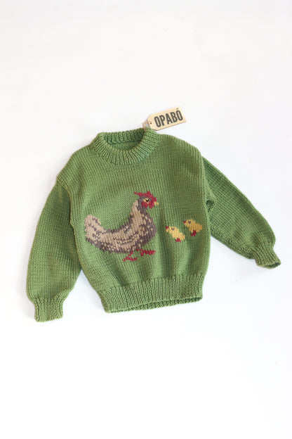 Hand Knitted Chicken and Baby Chicks Jumper | 18m-3y