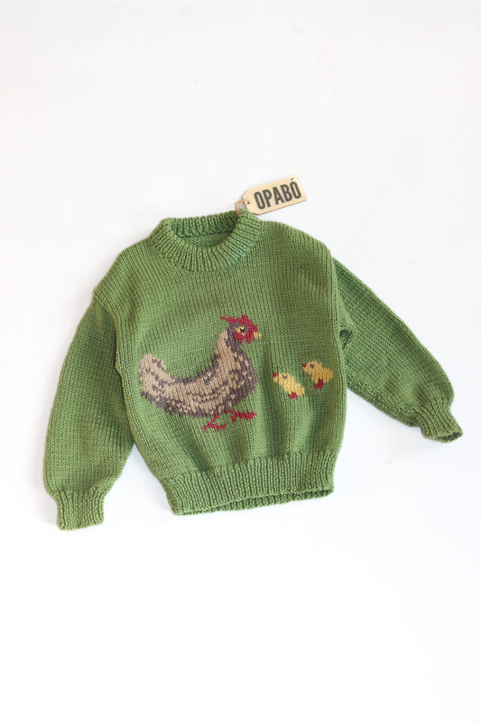 Hand Knitted Chicken and Baby Chicks Jumper | 18m-3y