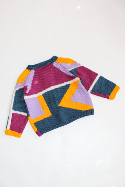 Funky Patterned Hand Knitted Cardigan | 2-5y