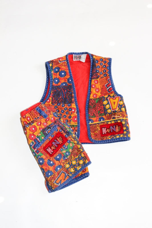Vintage Patchwork Floral Vest Skirt Set | 2-4y