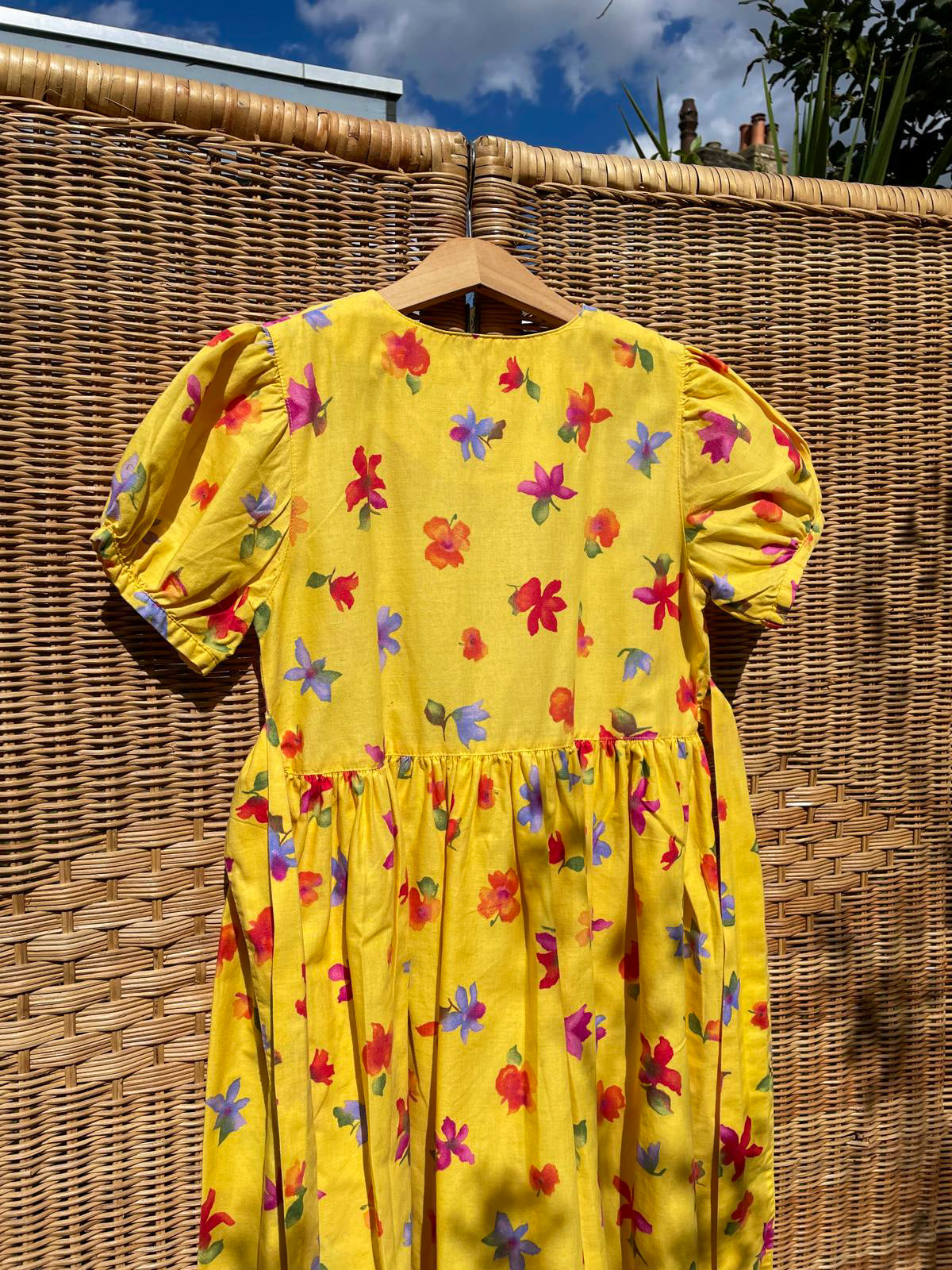 Vintage Floral Yellow Watercolour Dress | 6-7y