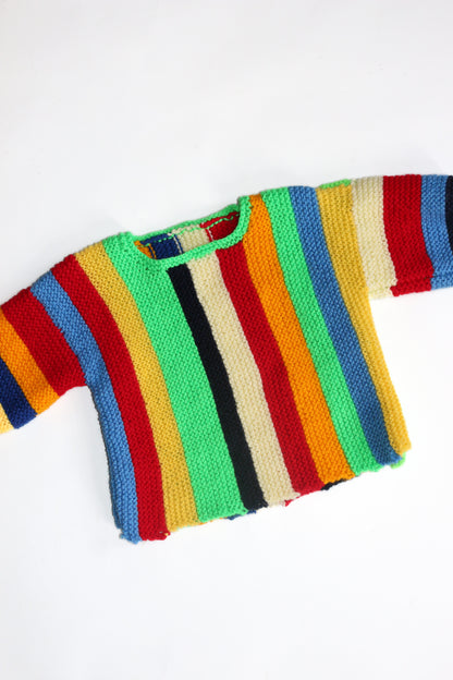 Colourful Striped Short-Sleeved Knitted T-Shirt | 12-18m