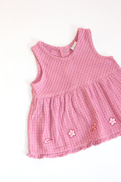 Vintage Healthtex Little Plaid Floral Dress | 3-6m