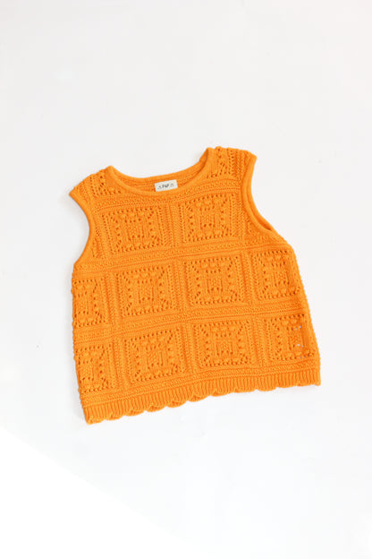 Vintage Knitted Crochet Vest | 5-7y