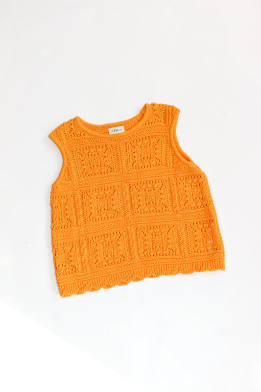 Vintage Knitted Crochet Vest | 5-7y