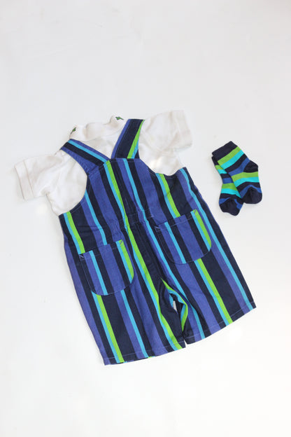 Vintage Striped Shortall 3 Piece Set | 3-6m