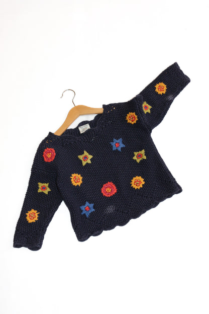 Vintage Knitted Floral Jumper | 3-4y